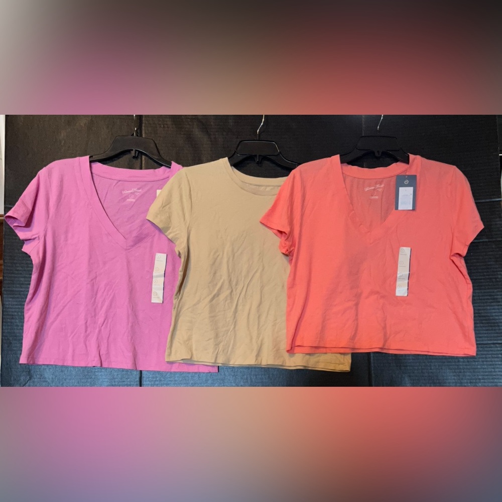 Universal Thread Short Sleeve V-Neck Tops - Pink, Beige, Coral- 3 for $18